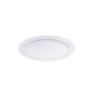 Prato de Plástico PS 21CM Raso Branco Kerocoppo 250 Unidades