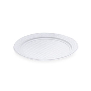 Prato de Plástico PS 26CM Raso Branco Kerocoppo 250 Unidades