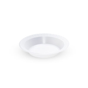 Prato de Plástico PS 15CM Fundo Branco Kerocoppo 500 Unidades