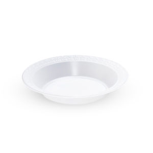 Prato de Plástico PS 21CM Fundo Branco Kerocoppo 250 Unidades