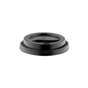 Tampa de Plástico PS para Copo 110ML Tipo Capuccino Preta FNS 50 Unidades