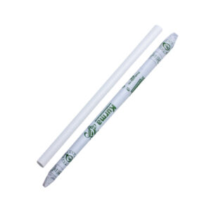 Canudo de Papel Milk Shake 10MM em Sachê de Papel Branco com Listra Verde Kurma 100 Unidades - Image 1