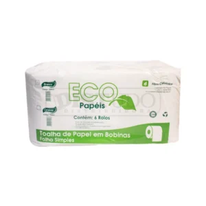 Papel Toalha Bobina Branco Folha Simples 6 Rolos X 200M  20G Eco