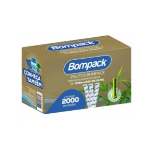 Palito de Bambu de Dente em Sachê de Papel Bompack 2000 Unidades