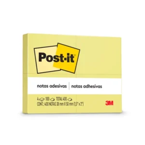 Bloco Adesivo Post-It 3M 30x50mm Amarelo Cx com 4un