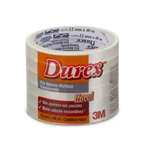 Fita Adesiva Durex Transparente 12 mm x 40 m - 6 rolos